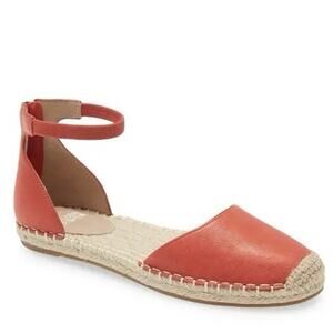 Eileen Fisher Lala Red Orange Leather Espadrille Flats
